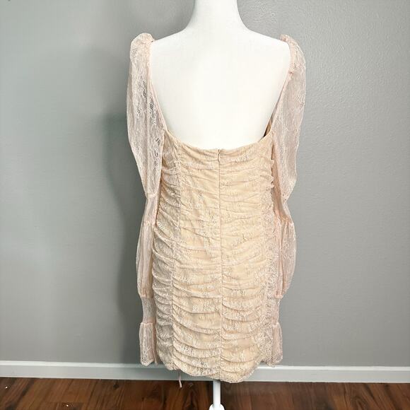 Michael Costello x Revolve Isadora Mini Dress in Baby Pink Blush Lace Size XL - Picture 6 of 13